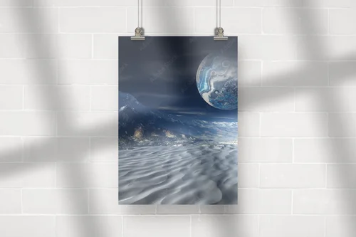 Futurystyczna planetarna sceneria w galaktycznych odcieniach