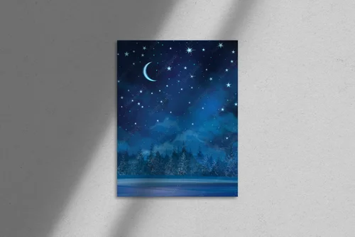 Magiczna zimowa noc w odcieniach błękitu