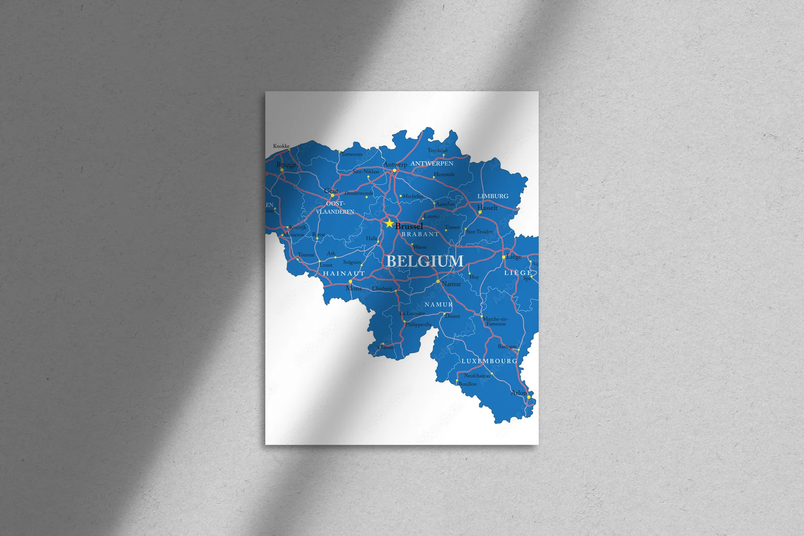 Belgijska mapa w eleganckiej bieli i błękicie