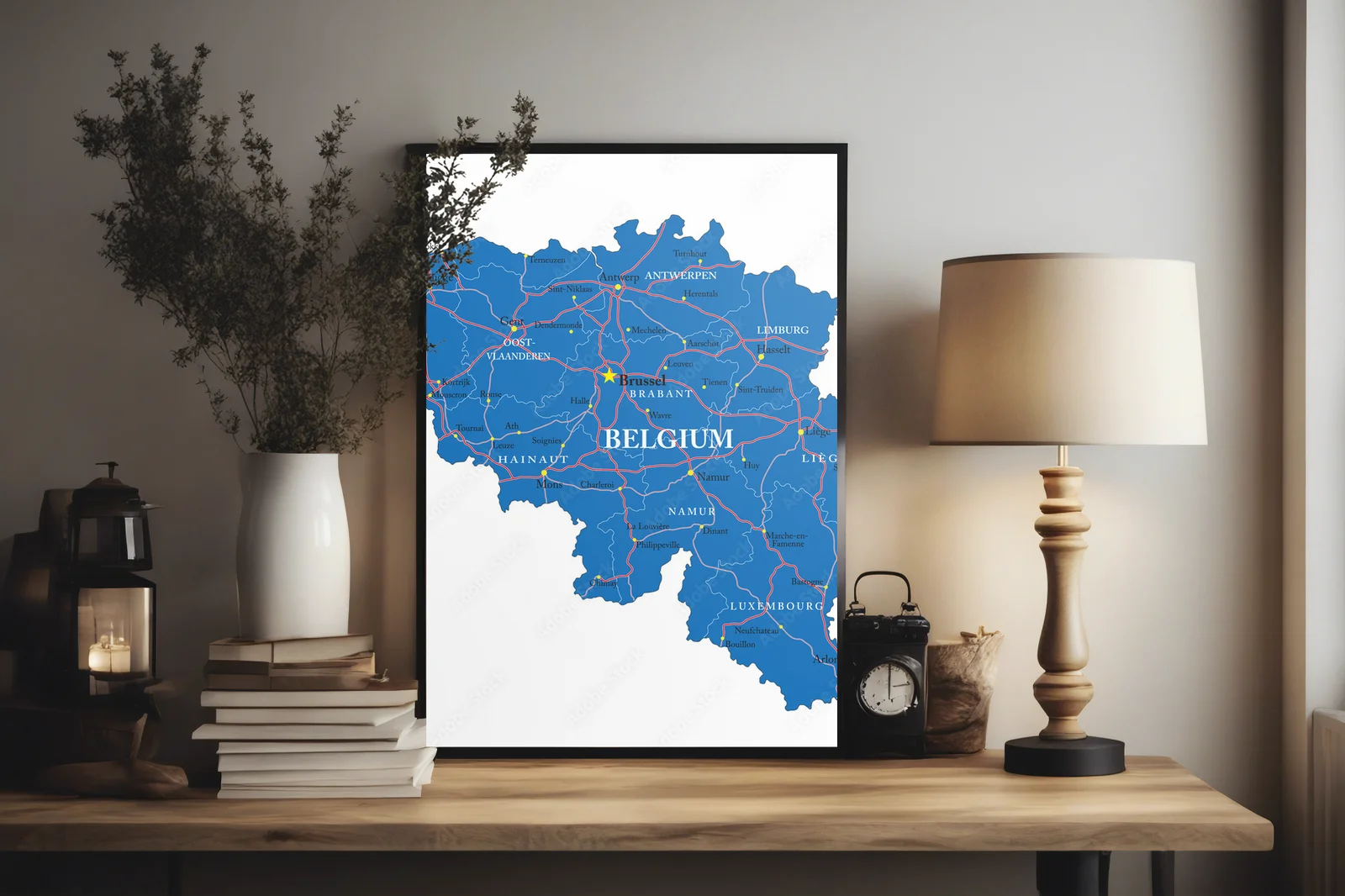 Belgijska mapa w eleganckiej bieli i błękicie