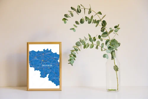 Belgijska mapa w eleganckiej bieli i błękicie