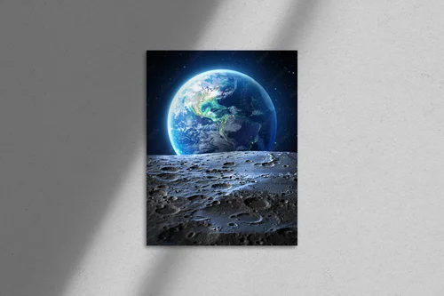 Nocna panorama Ziemi z powierzchni Księżyca