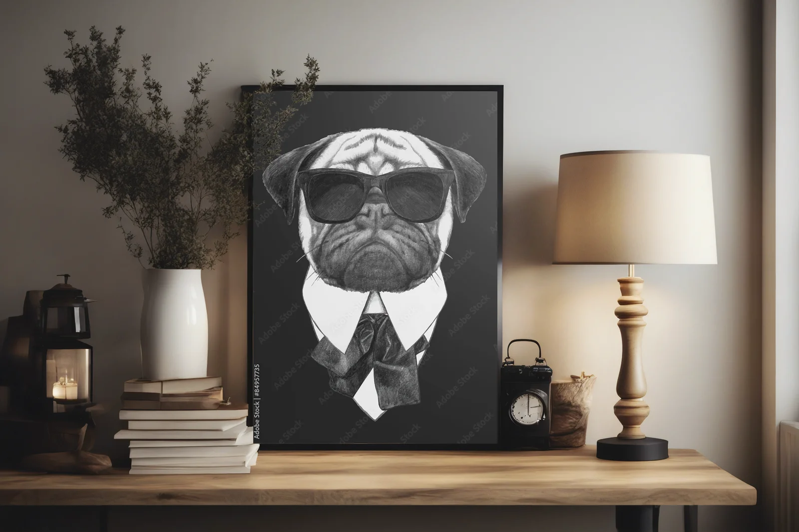 Urokliwy Pies Pug w Retro Okularach