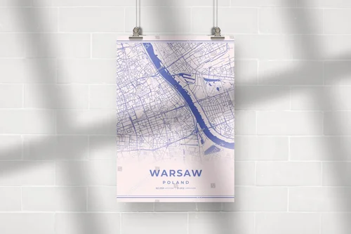 Warszawski mapa w pastelowych odcieniach