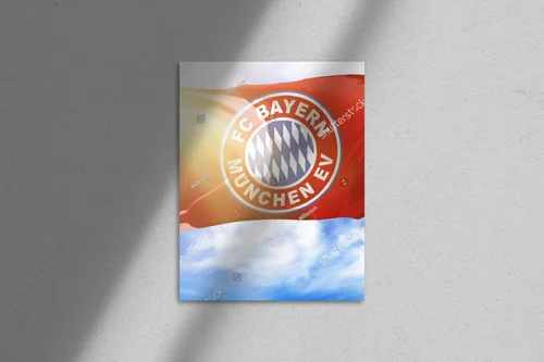 Wzloty dumy: Flaga FC Bayernu Monachium na tle bieli