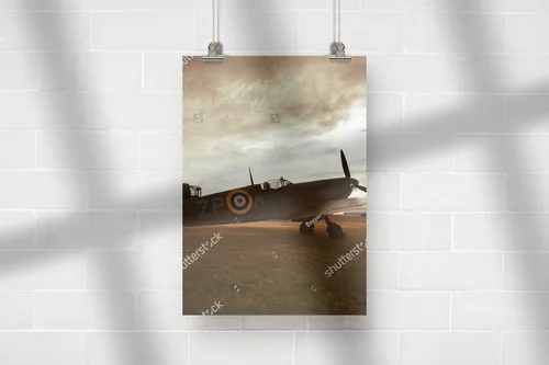 Spitfire na tle zachodzącego słońca