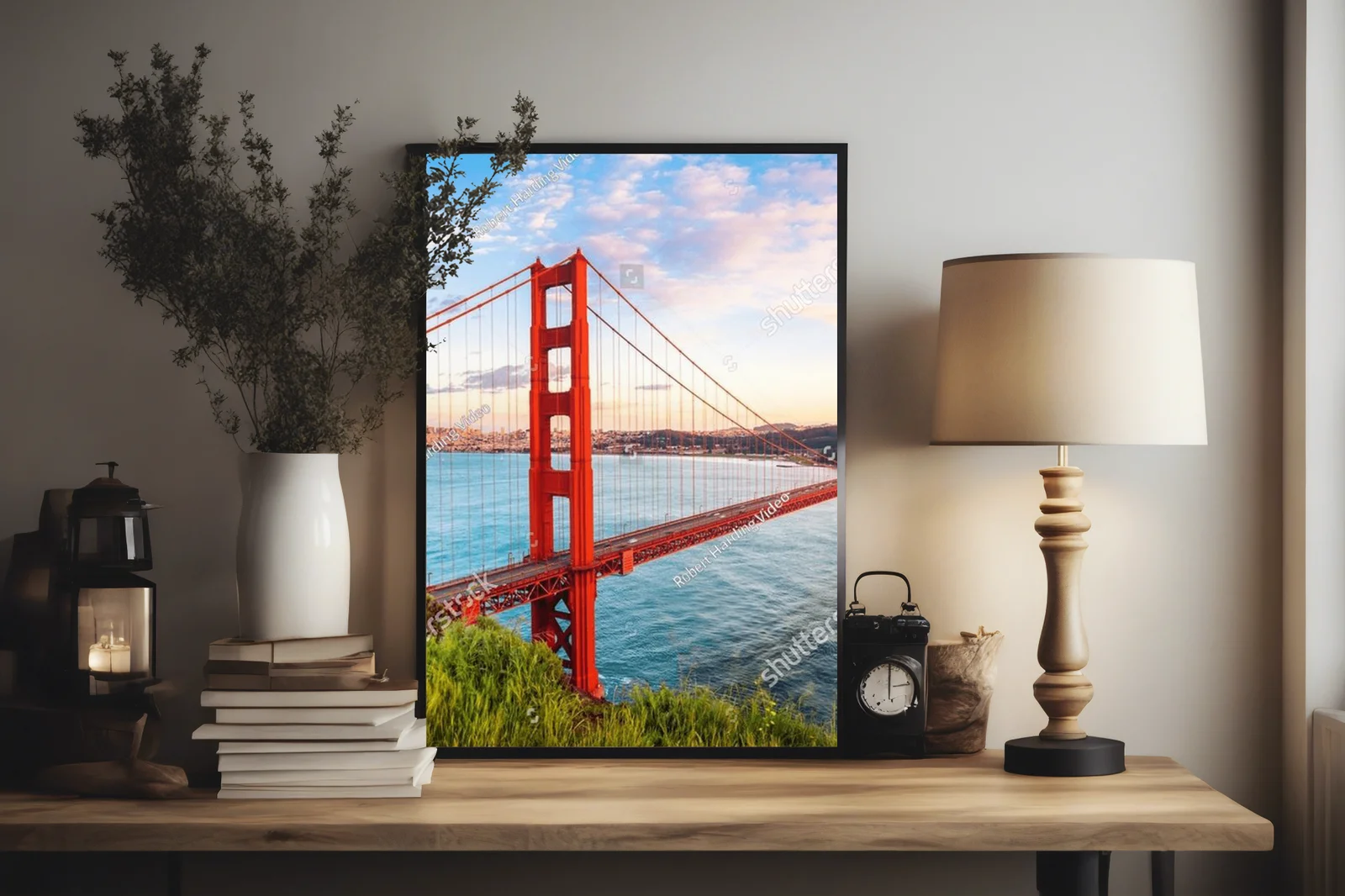 Zaawansowany widok na Most Golden Gate o zachodzie słońca