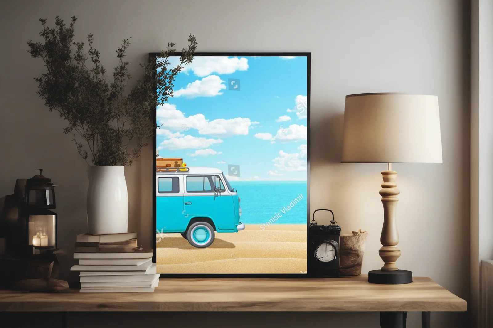 Retro van na plaży – wspomnienia lata