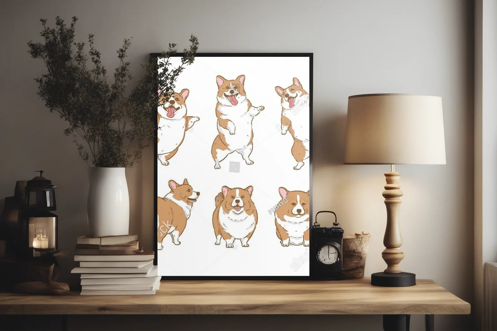 Urocze pieski corgi w wesołej kompozycji
