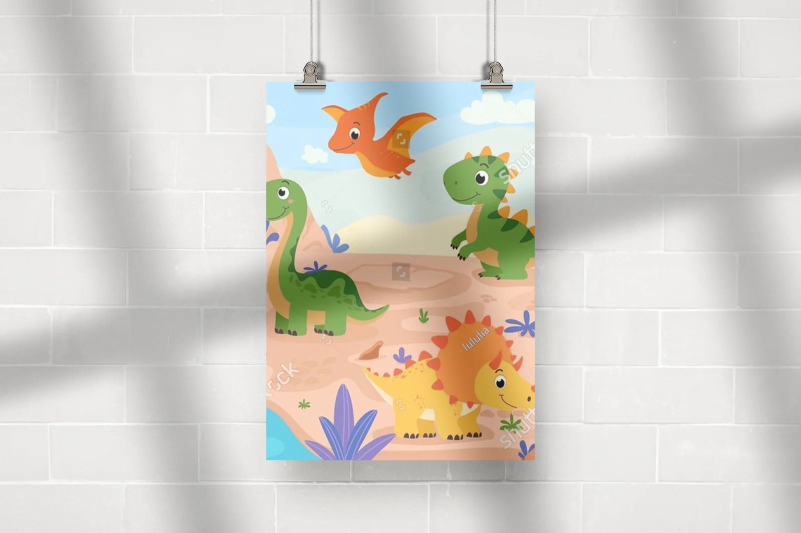 Dinozaury w bajkowym krajobrazie dżungli