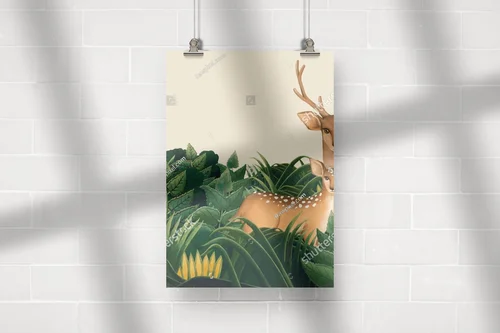 Vintage safari deer w klimatycznych odcieniach