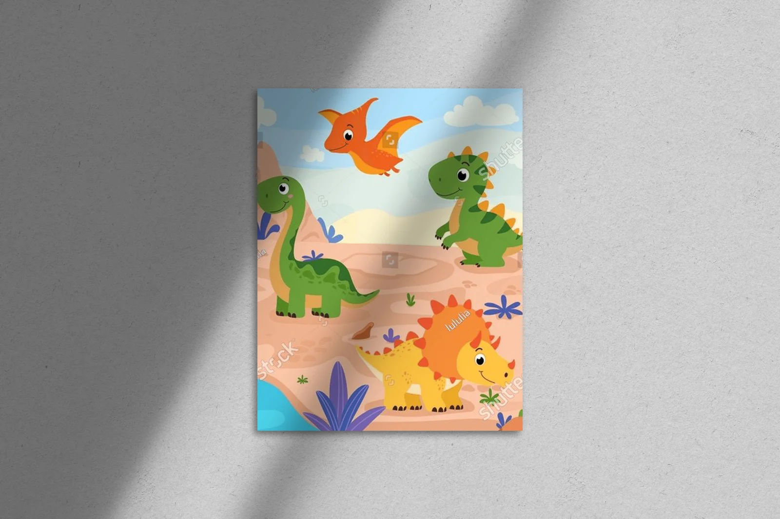 Dinozaury w bajkowym krajobrazie dżungli