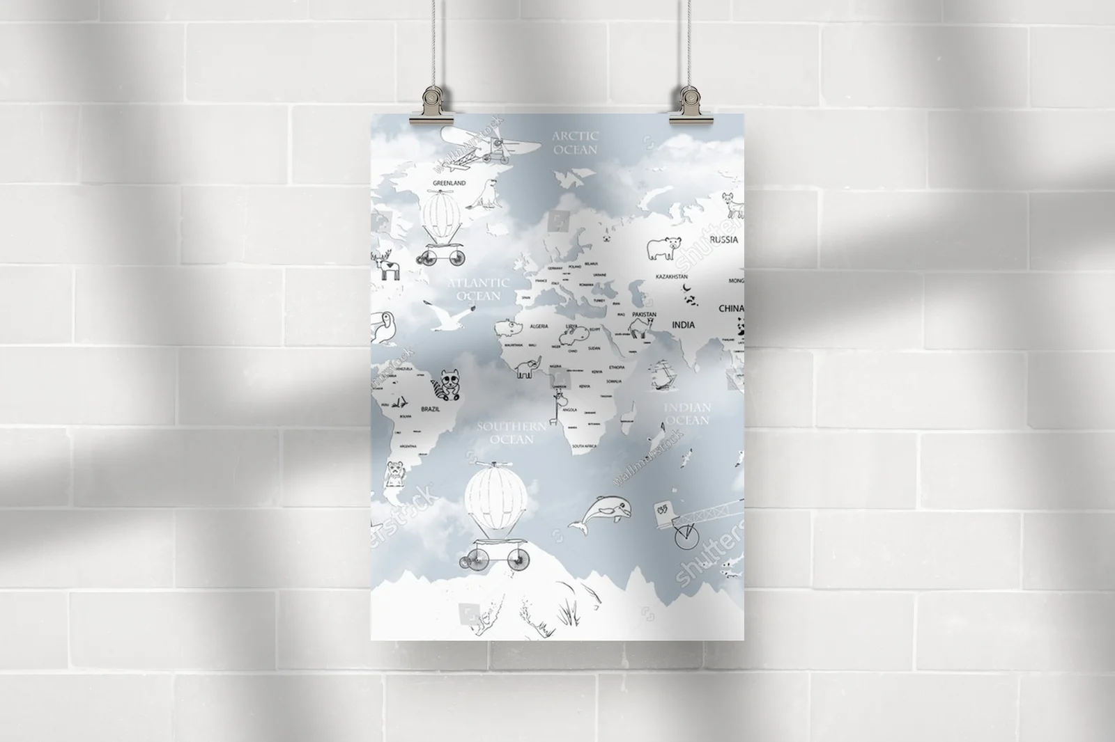Edukacyjna mapa świata w pastelowych odcieniach