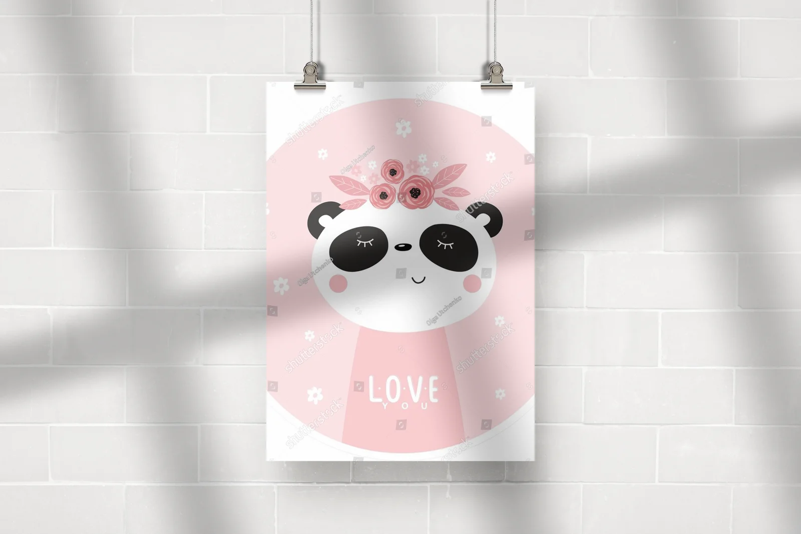 Uroczy panda na różowym tle w stylu skandynawskim
