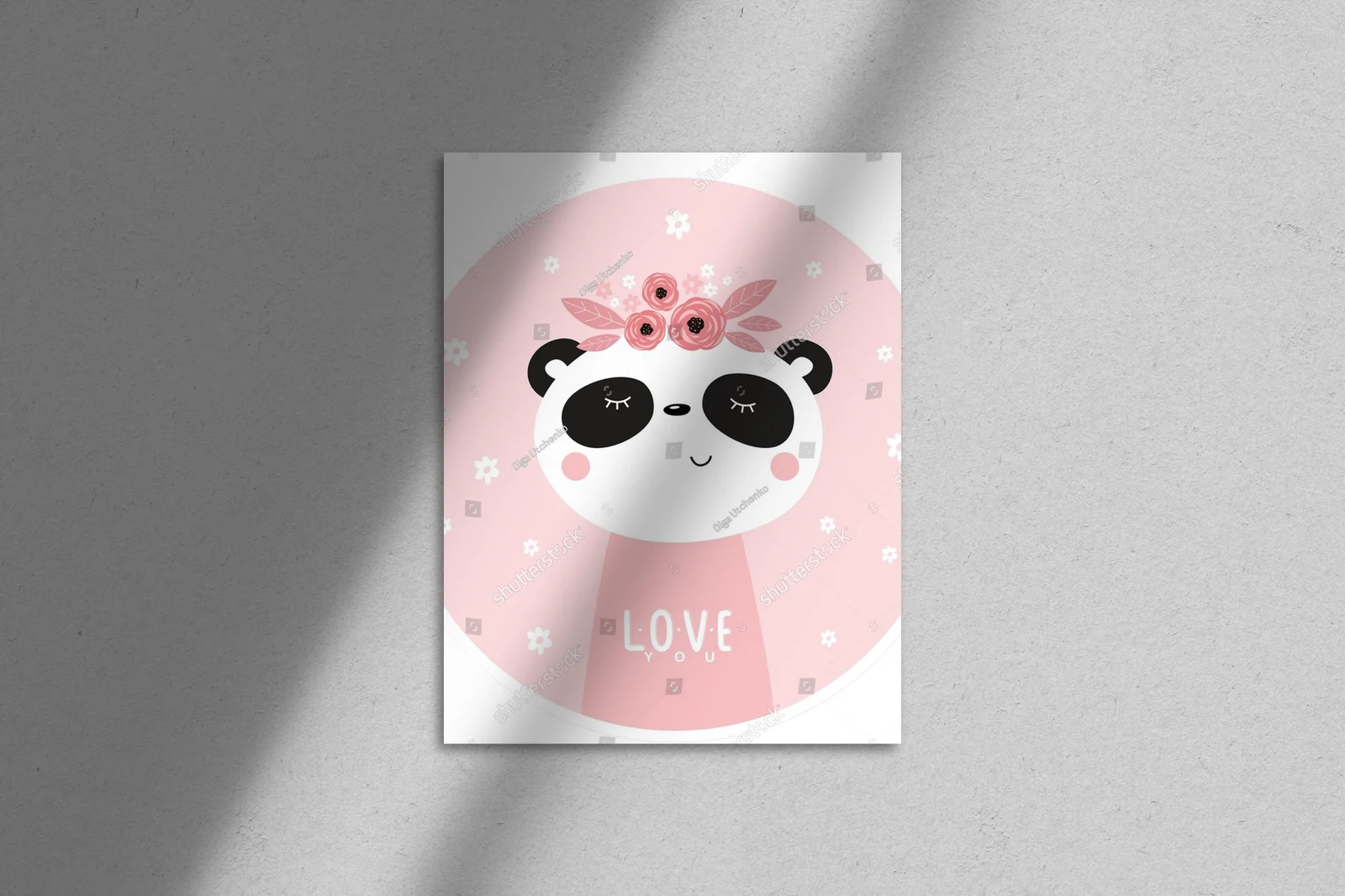 Uroczy panda na różowym tle w stylu skandynawskim