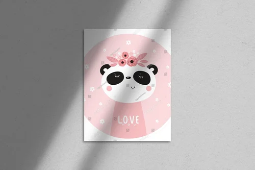 Uroczy panda na różowym tle w stylu skandynawskim