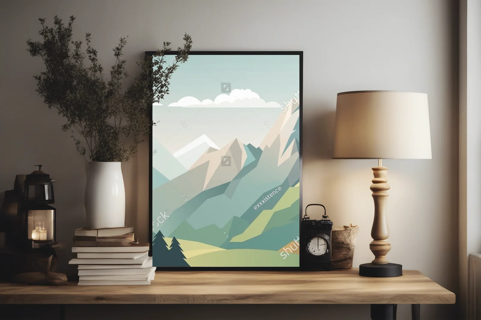Minimalistyczna panorama górska w stonowanych barwach