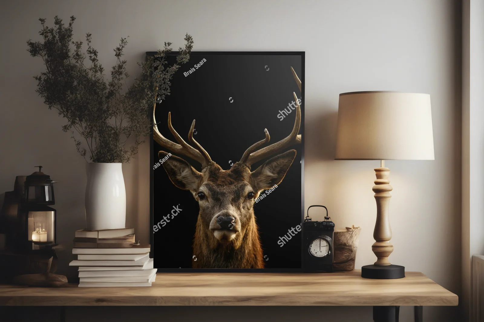 Majestatyczny portret jelenia na czarnym tle
