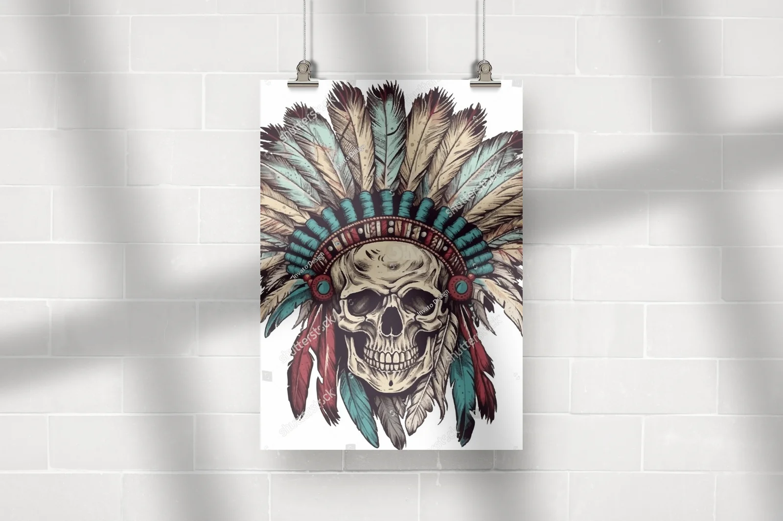 Misterne pióra i czaszka w boho stylu