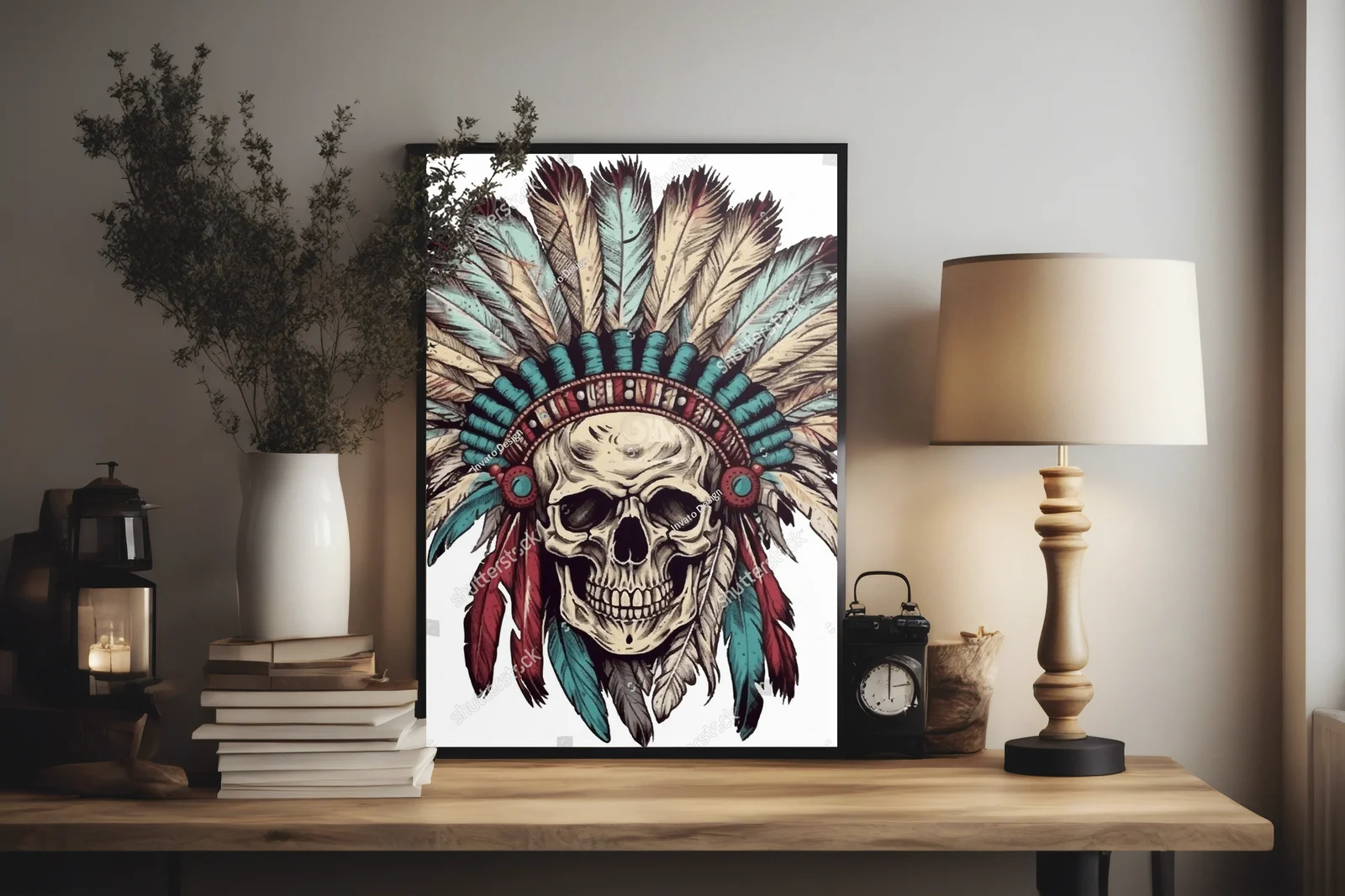 Misterne pióra i czaszka w boho stylu
