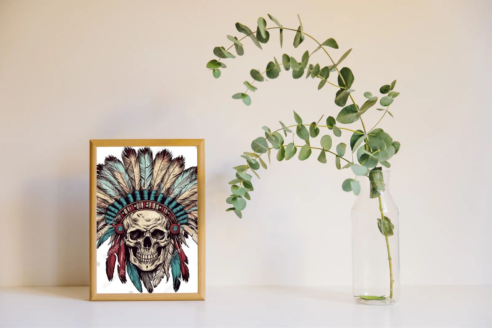 Misterne pióra i czaszka w boho stylu