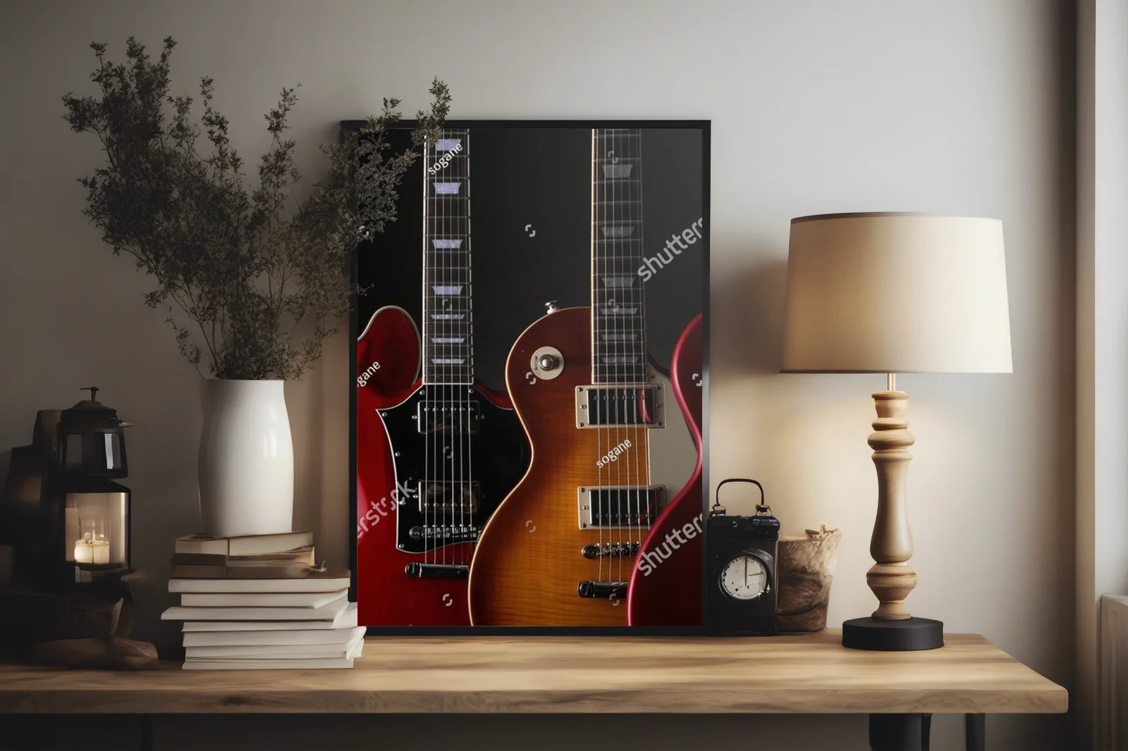 Energia elektrycznych gitar na czarnym tle