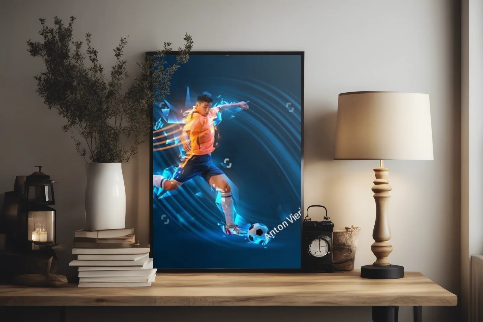 Dynamiczna kompozycja sportowa w intensywnych barwach