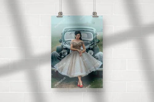 Pin-up styl w towarzystwie klasycznego auta