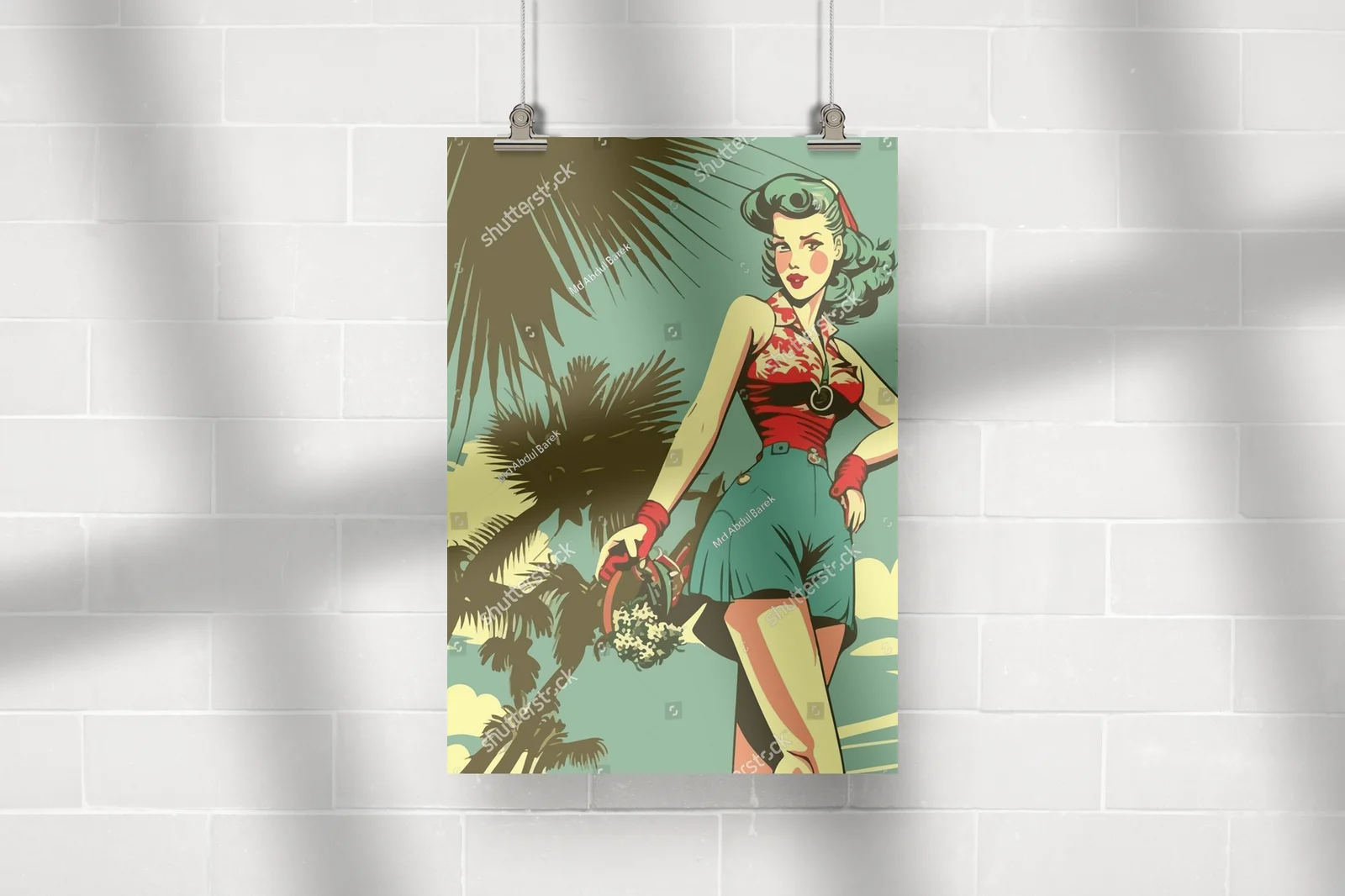 Retro plażowa estetyka z pin-up girl