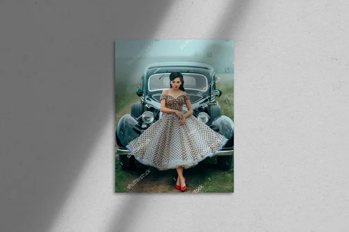 Pin-up styl w towarzystwie klasycznego auta