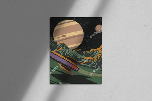 Retro Futurystyczna Ilustracja Kosmiczna