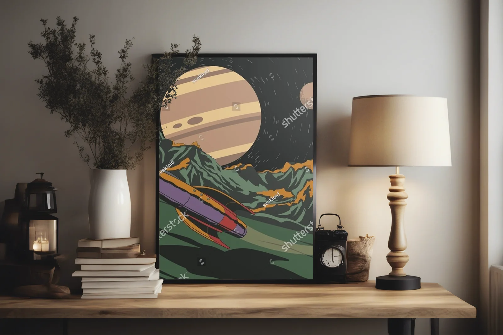 Retro Futurystyczna Ilustracja Kosmiczna