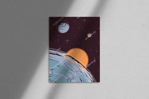 Retro Astronomia: Księżyc i Planety w Vintage Stylu