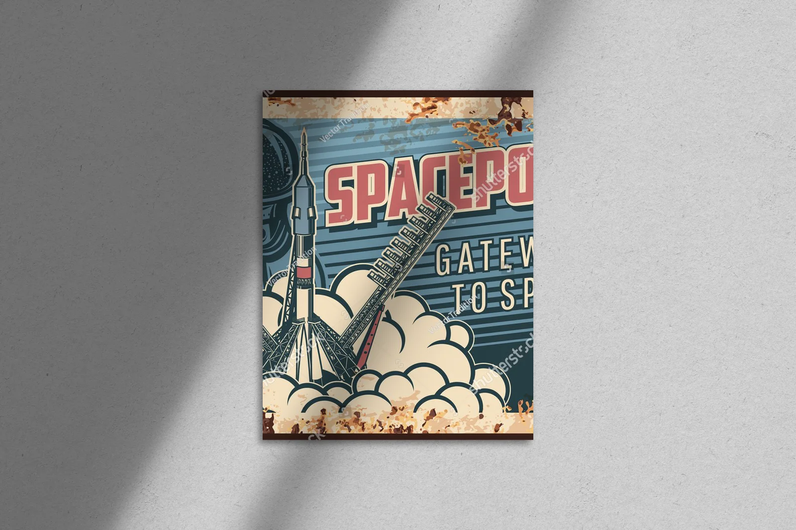 Vintage podróż do gwiazd na zardzewiałej tablicy