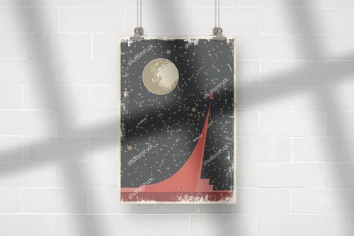 Retro Futurystyczny Plakat Kosmiczny z lat 50.