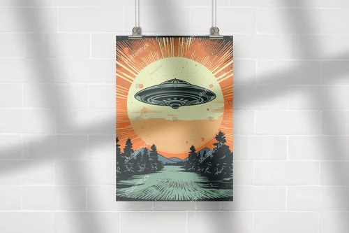 Retro-futurystyczne UFO w kosmicznej aranżacji