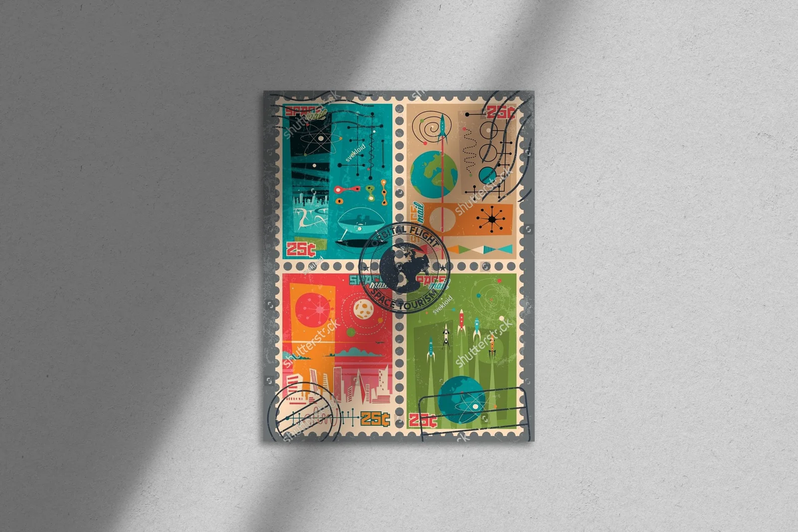 Kosmiczny retro futuryzm w szaro-srebrnych odcieniach