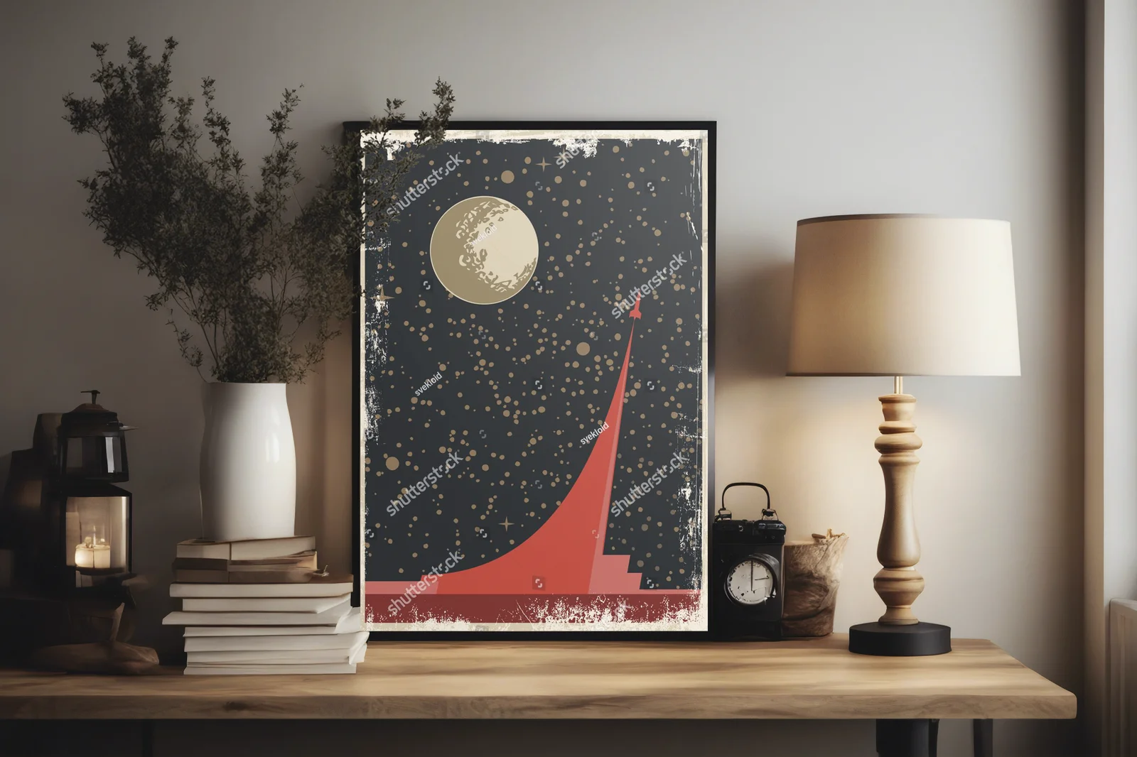 Retro Futurystyczny Plakat Kosmiczny z lat 50.