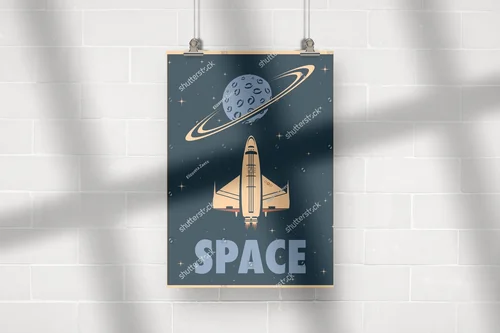 Retro kosmiczna podróż z promem i planetą