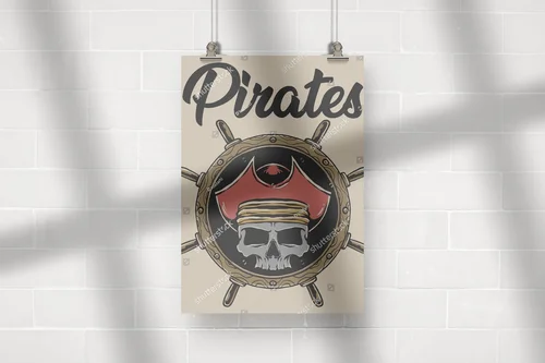 Piracka retro ilustracja w nostalgicznych barwach