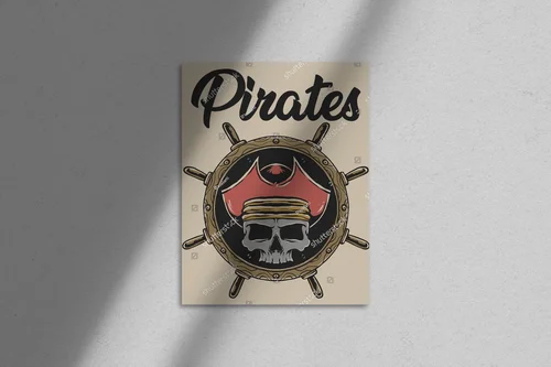 Piracka retro ilustracja w nostalgicznych barwach