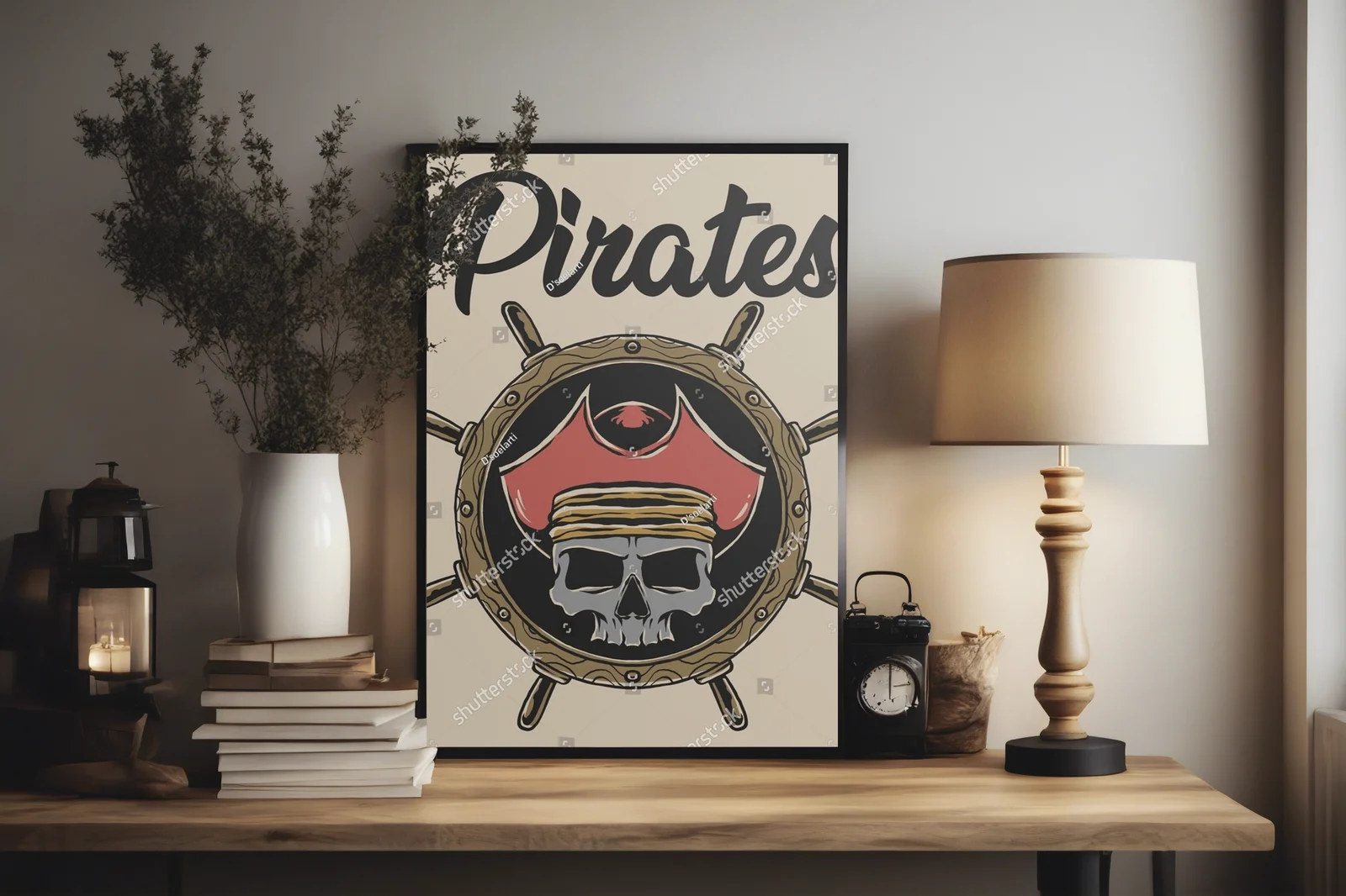 Piracka retro ilustracja w nostalgicznych barwach