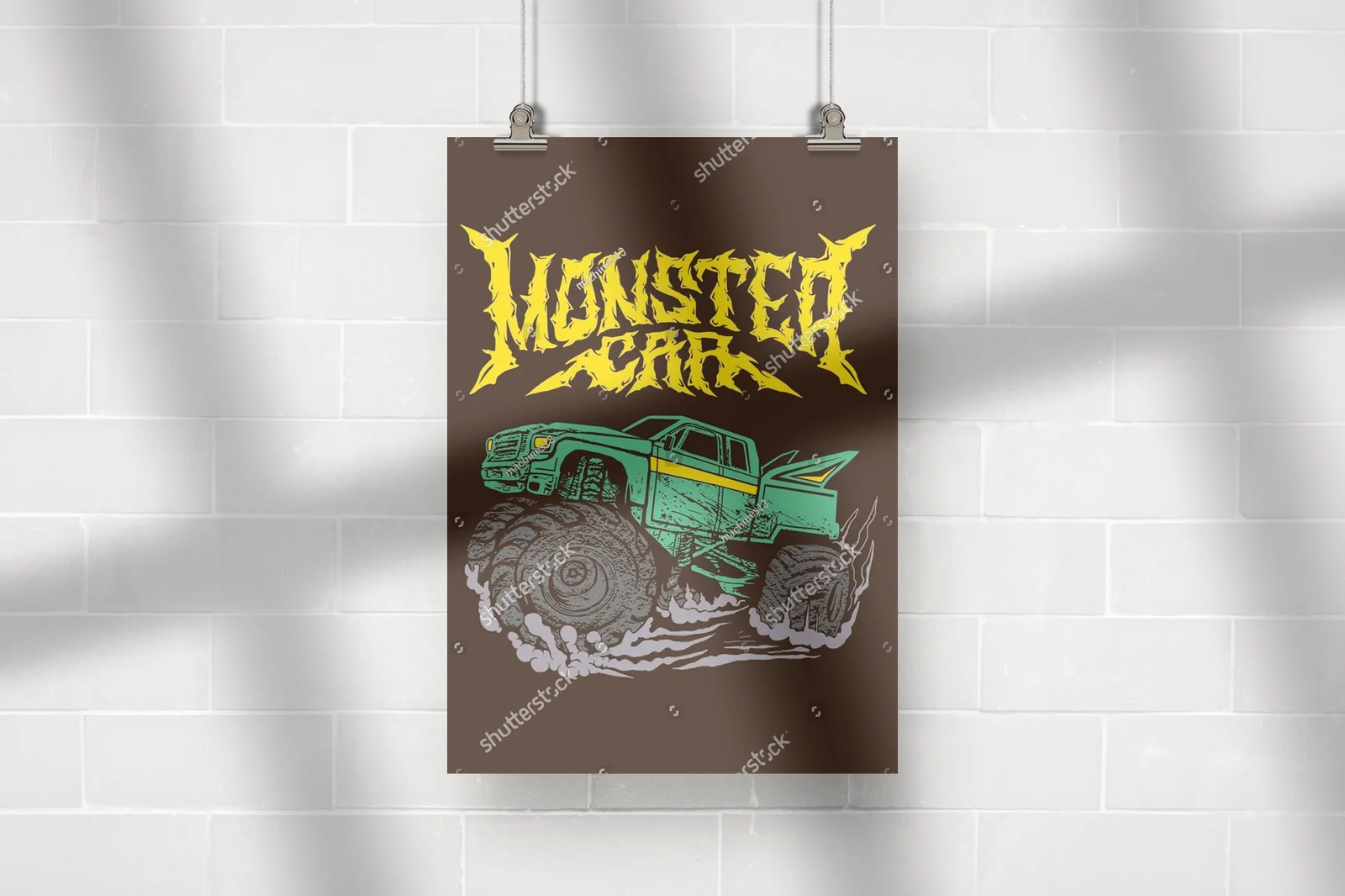 Ekspresyjny monster truck w odcieniach brązu i greenu