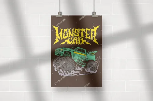 Ekspresyjny monster truck w odcieniach brązu i greenu