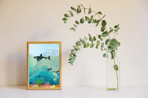 Bajkowy świat ryb w świetlistym oceanie