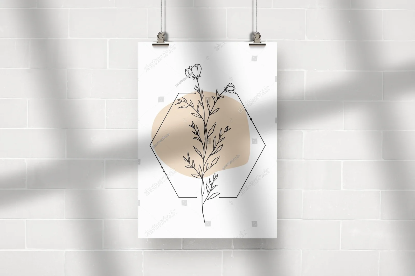 Nowoczesna ilustracja liści w subtelnych odcieniach