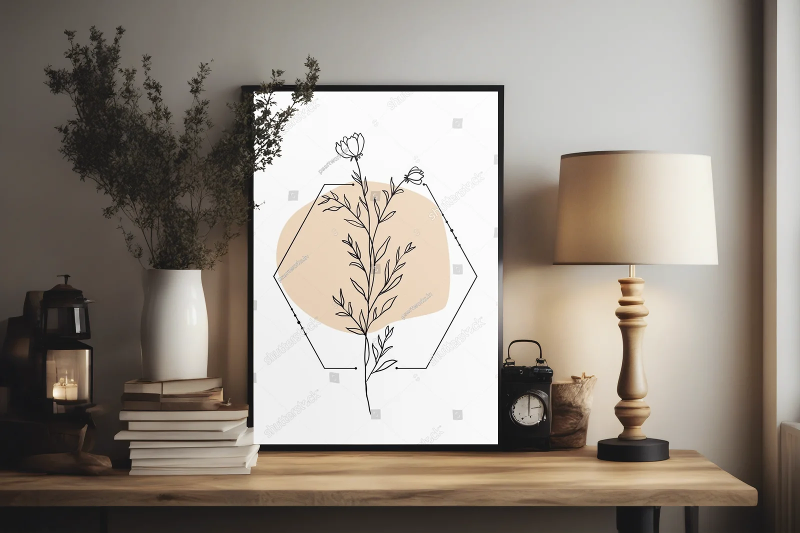 Nowoczesna ilustracja liści w subtelnych odcieniach