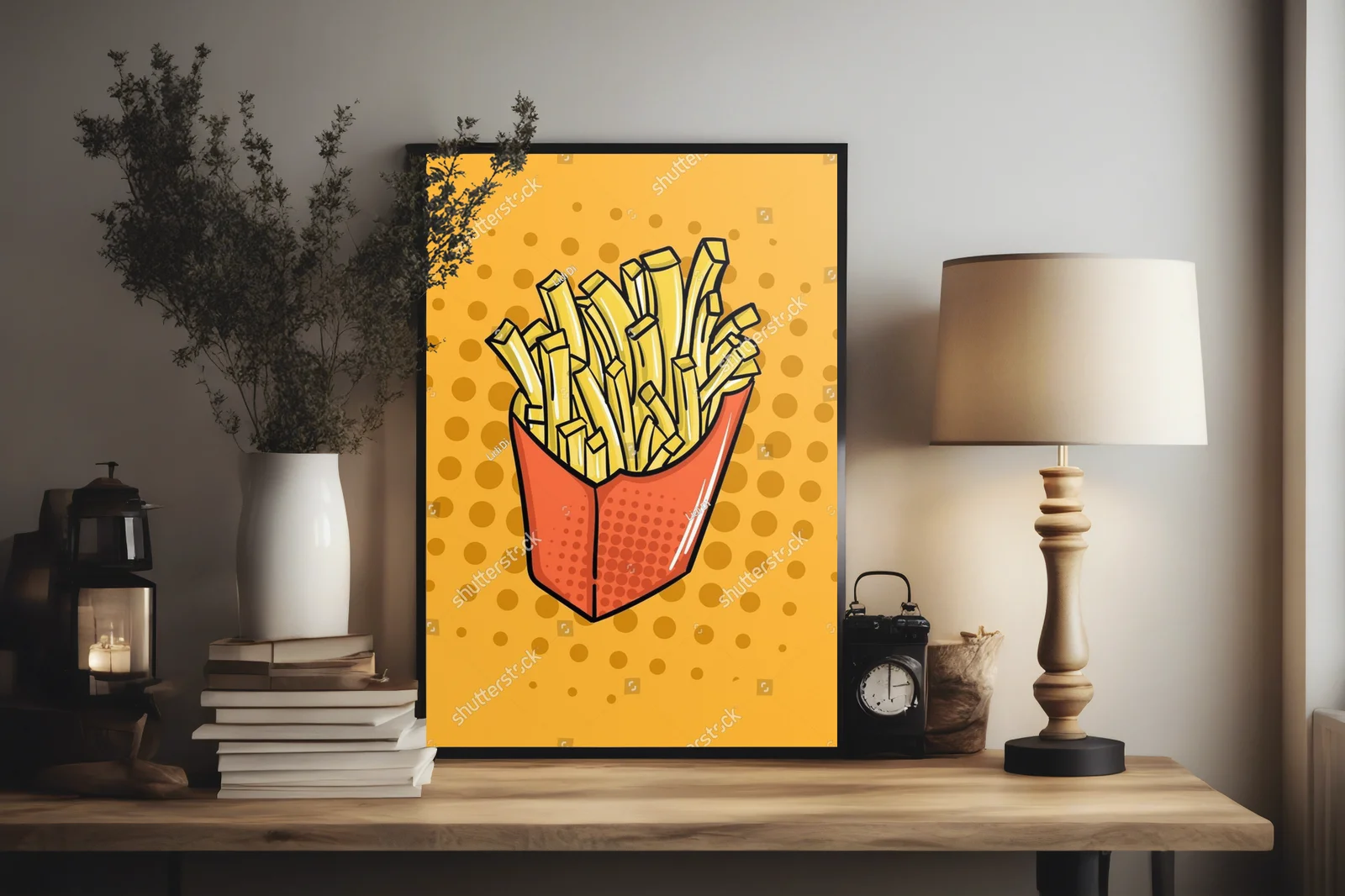 Energia smaku w pop-artowej kompozycji frytek