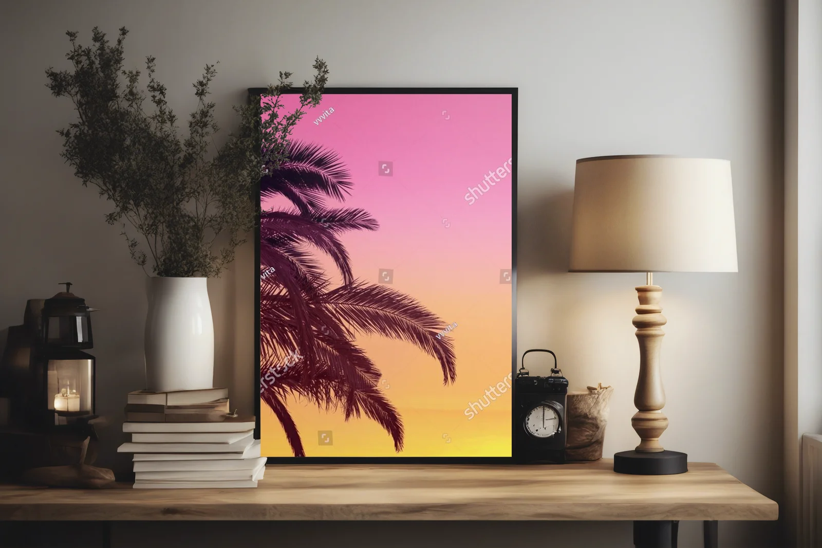 Tropikalna magia palm w pastelowej aurze zachodu