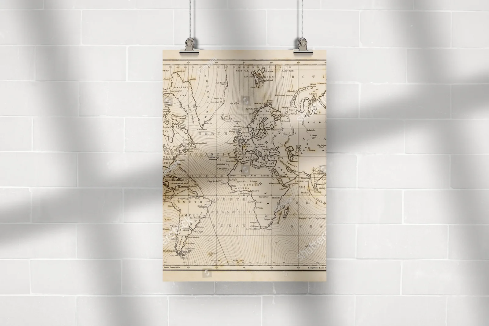 Autentyczna mapa świata z epoki 19 wieku